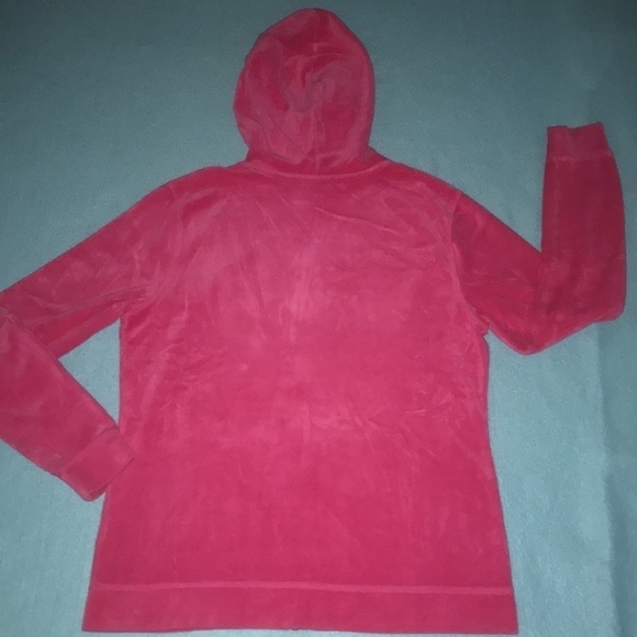 EVERLAST SPORT hot pink velour zip up hoodie bling trim at pockets size L - Picture 2 of 10
